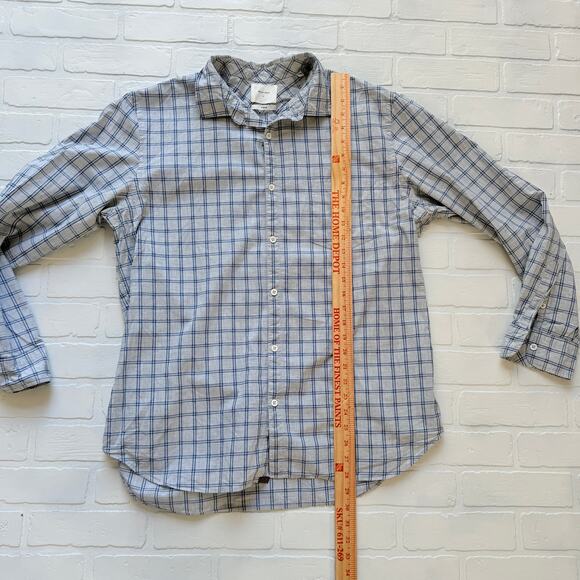 Billy Reid Men's Grey and Blue Standard Fit Long Sleeve Button Down Shirt sz L - Picture 5 of 7